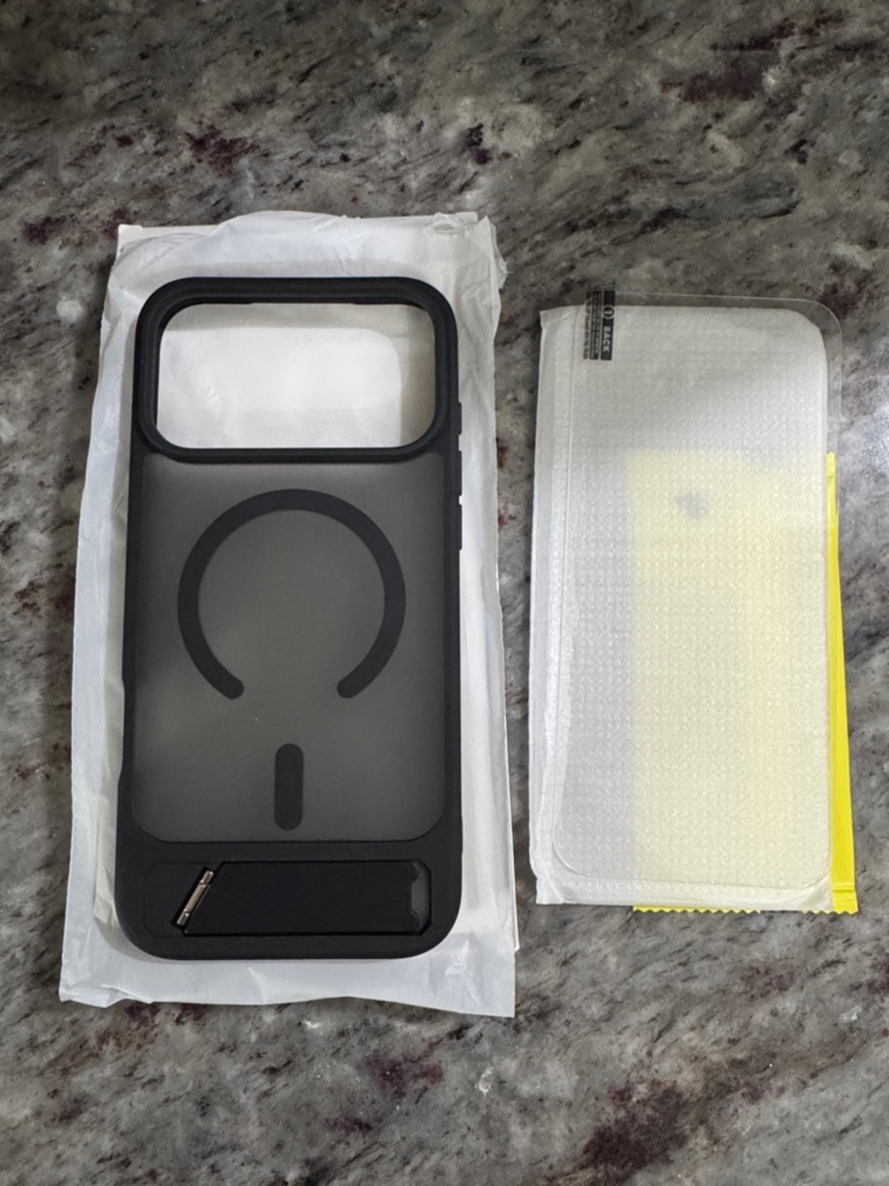 New MagSafe-Compatible Black Phone Case with Built-In Kickstand